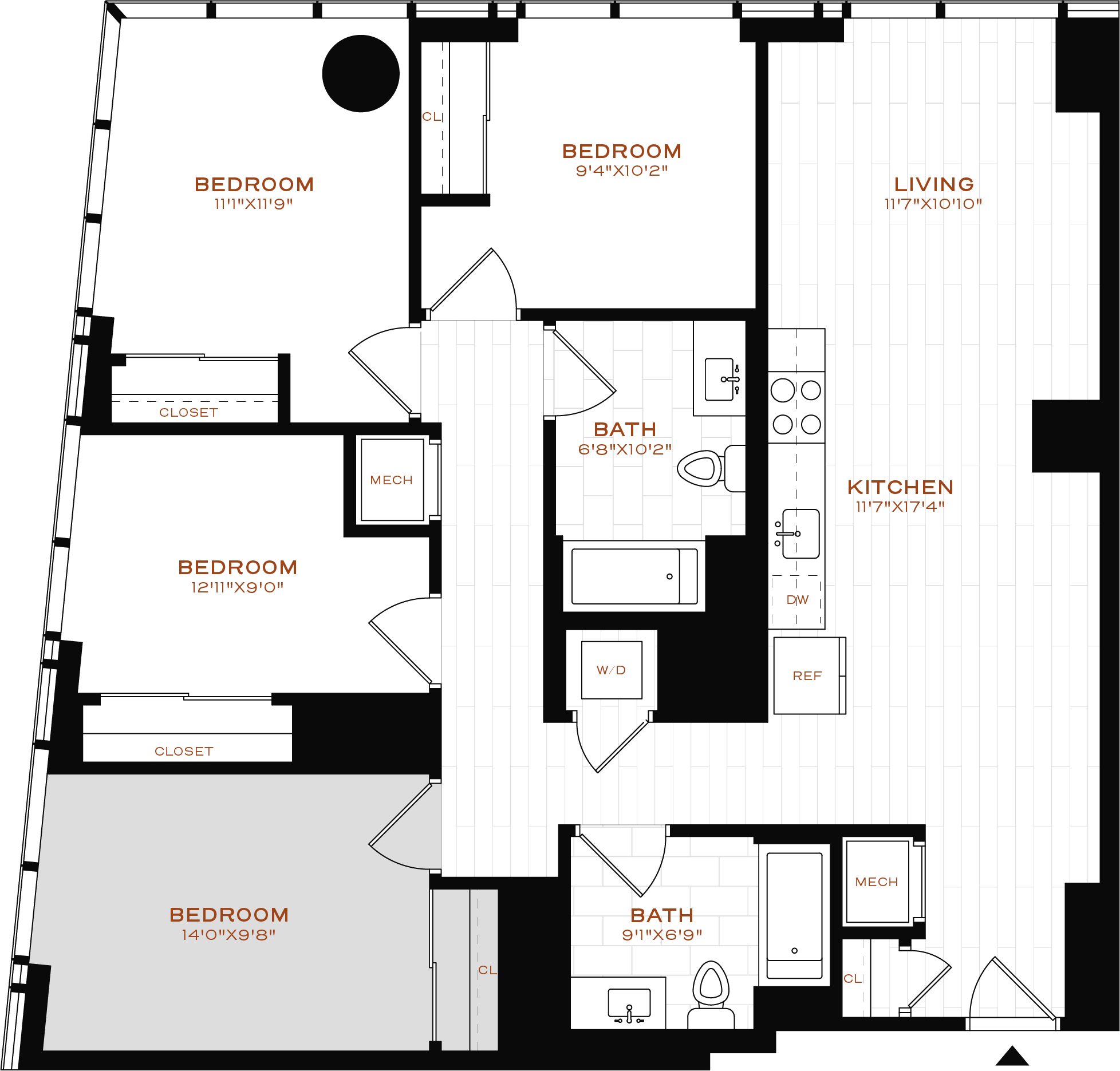 Rendering of the Co-Living LT-02 Bedroom 1 Floor Plan
